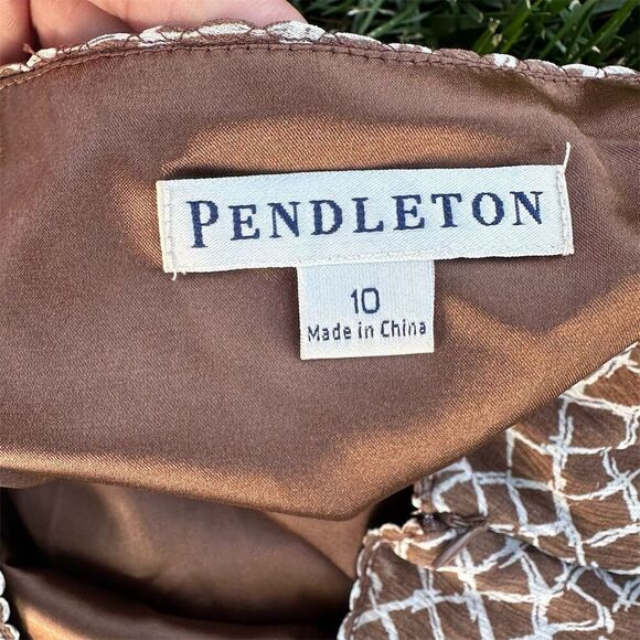 Pendleton Women's A-Line Midi Woven Print Skirt Size 10 Brown Geometric Casual - Picture 2 of 3